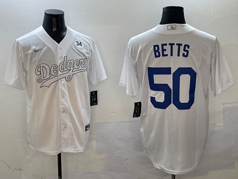 Men Los Angeles Dodgers #50 Betts White Fashion Edition Game 2025 Nike MLB Jersey style 7